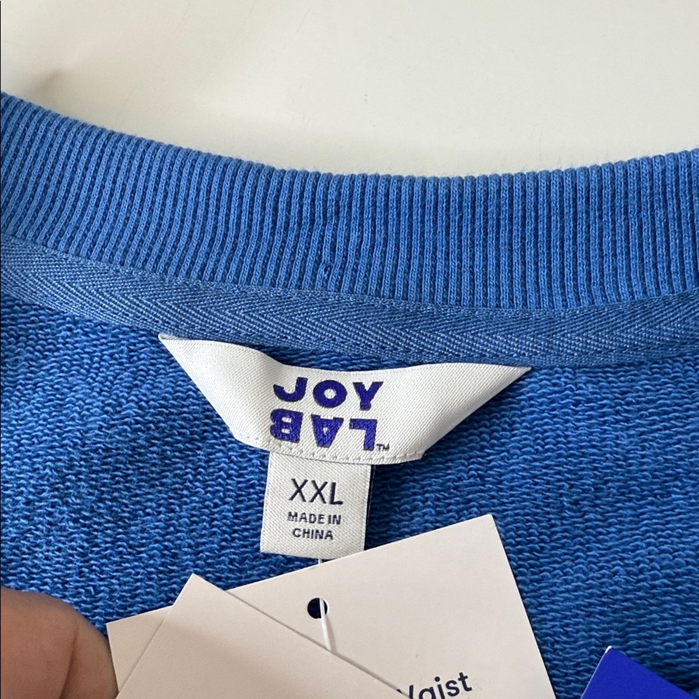 JoyLab Striped Oversized French Terry Crewneck Sweatshirt Blue White XXL - Picture 9 of 12